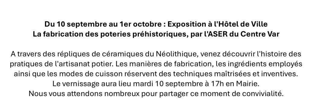 Vernissage Exposition « Les poteries au néolithique » @ Hôtel de ville Le Val
